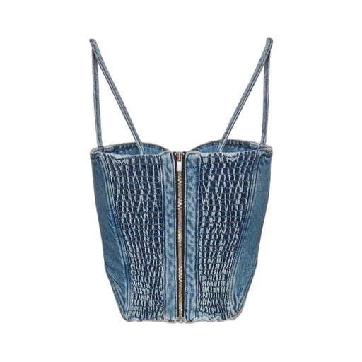 Magda Butrym Double Stitched Denim Corset Top