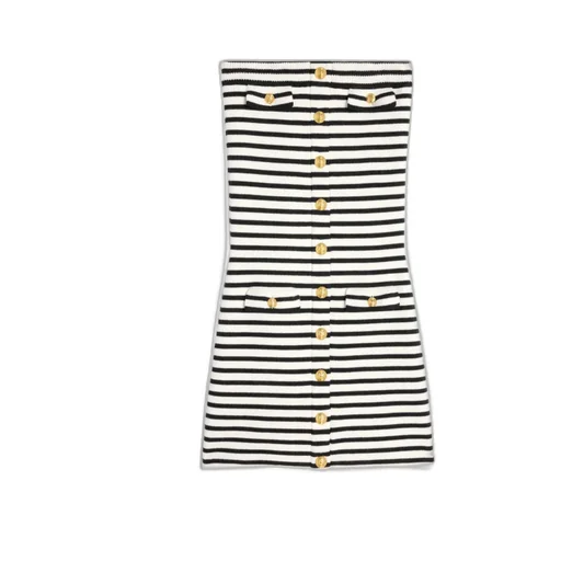 Mini Bustier Dress In MariniÈRe Striped Wool