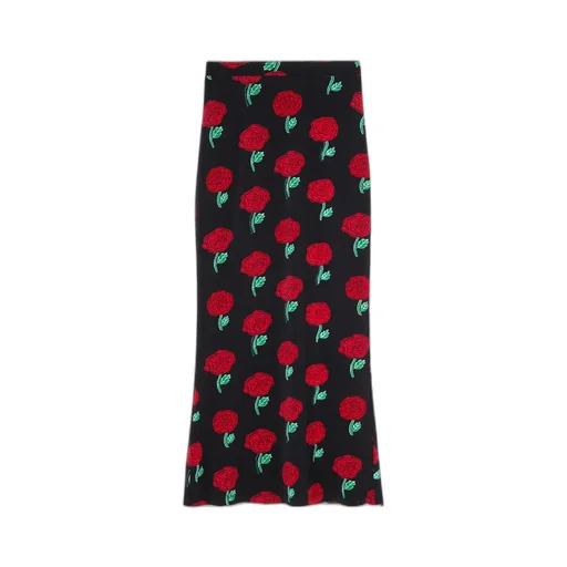 High-Waisted Floral-Print Skirt