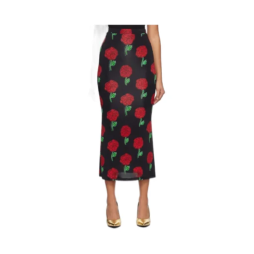 High-Waisted Floral-Print Skirt