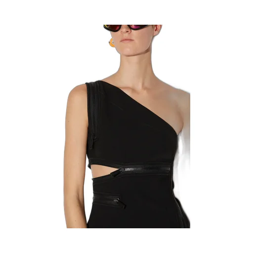 Dsquared2 One-Shoulder Zip-Detailed Sleeveless Mini Dress