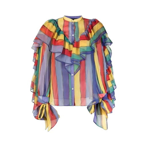 Rochas Ruffled Stripe Blouse