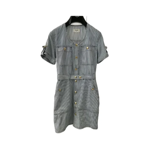 Mini Military Dress In Cotton Hickory