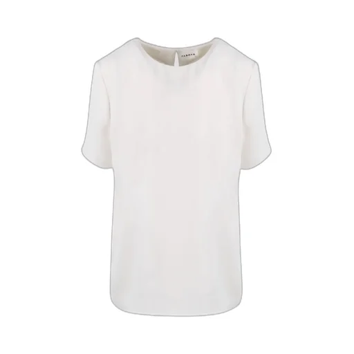 Keyhole-Detail Short-Sleeve Blouse