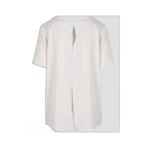 Keyhole-Detail Short-Sleeve Blouse