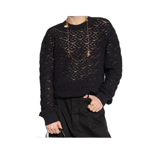 Crew-Neck Open-Knit Sweater