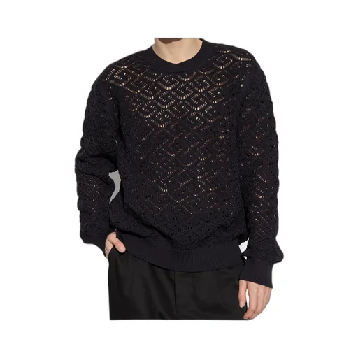 Crew-Neck Open-Knit Sweater