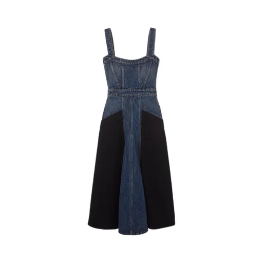 Paneled Denim Midi Dress