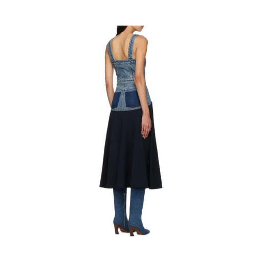 Paneled Denim Midi Dress
