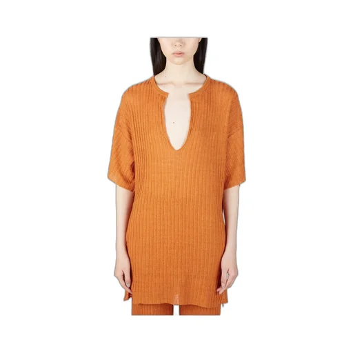 Short-Sleeved Ribbed Sweater