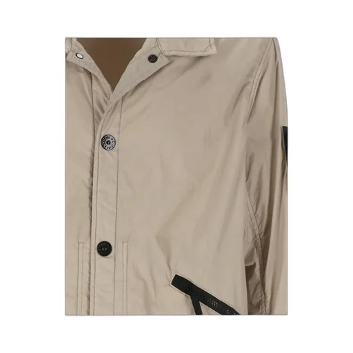 Stone Island Logo Patch Button-Up Overshirt Jacket