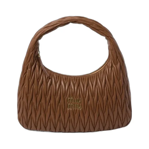 Miu Wander Matelassé Nappa Leather Hobo Bag