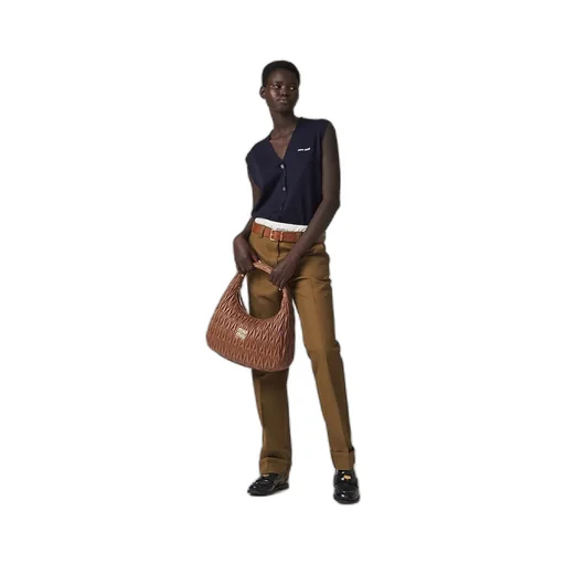 Miu Wander Matelassé Nappa Leather Hobo Bag