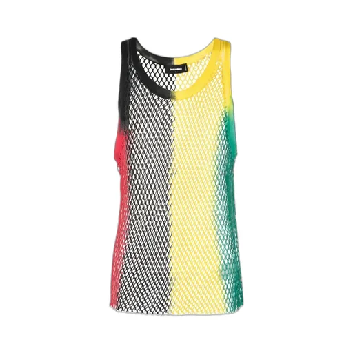 Colour-Block Mesh Tank Top