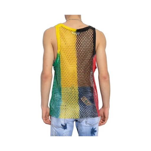 Colour-Block Mesh Tank Top