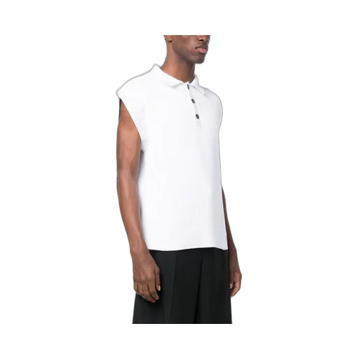 Ribbed-Knit Polo Top