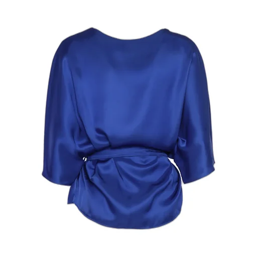 P.A.R.O.S.H. Tied-Waist Crewneck Satin Blouse