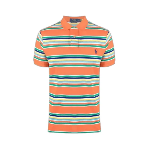 Stripe-Print Short-Sleeved Polo Shirt
