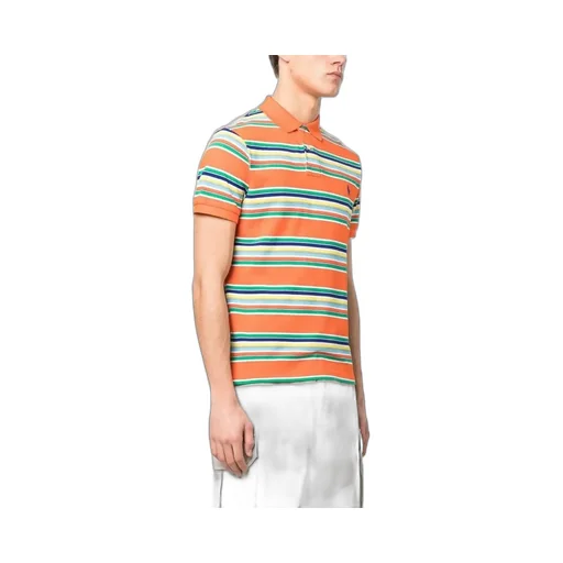 Stripe-Print Short-Sleeved Polo Shirt