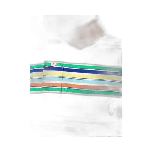 Stripe-Print Short-Sleeved Polo Shirt