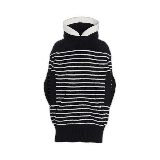 Sacai Striped Short-Sleeved Knitted Hoodie