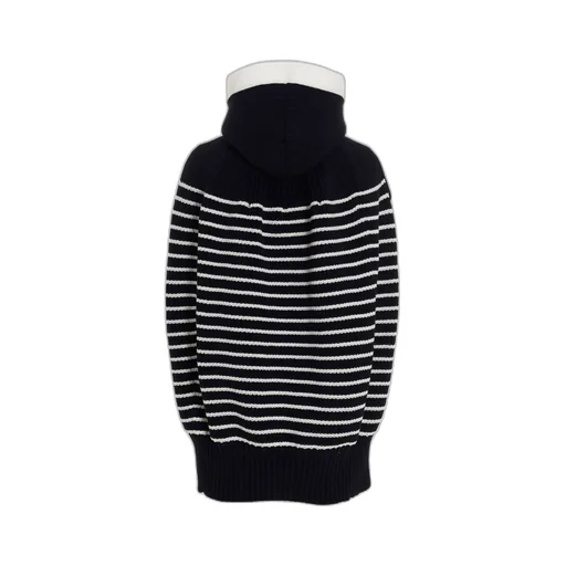 Sacai Striped Short-Sleeved Knitted Hoodie