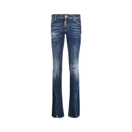 Dsquared2 Distressed Split Cuffs Trumpet Bootcut Jeans