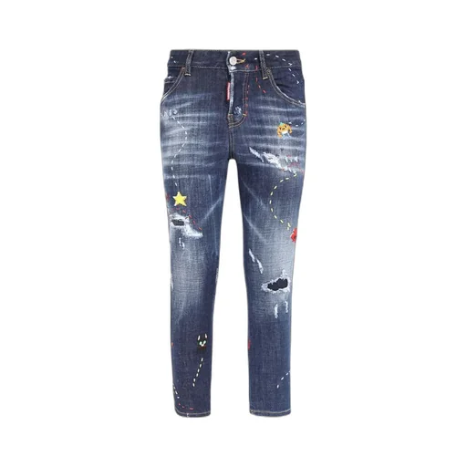 Embroidered-Design Cropped Jeans