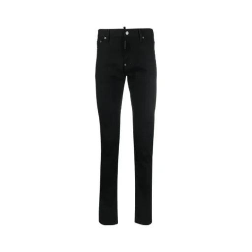 Dsquared2 Logo Patch Straight Leg Slim-Cut Jeans