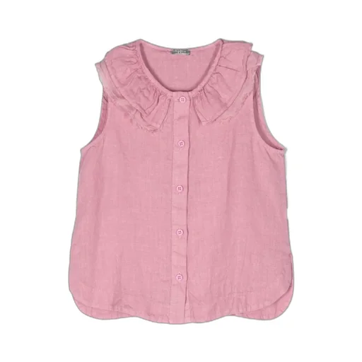 Il Gufo Peter Pan Collar Fringed Sleeveless Blouse
