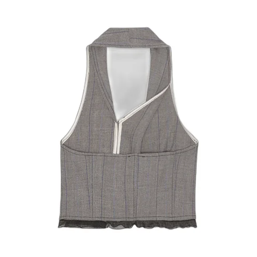 Grey Herringbone Suiting Vest