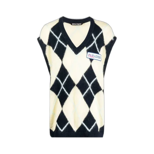 Logo-Patch Argyle Knitted Vest