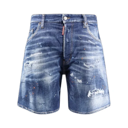 Paint-Splatter Denim Shorts