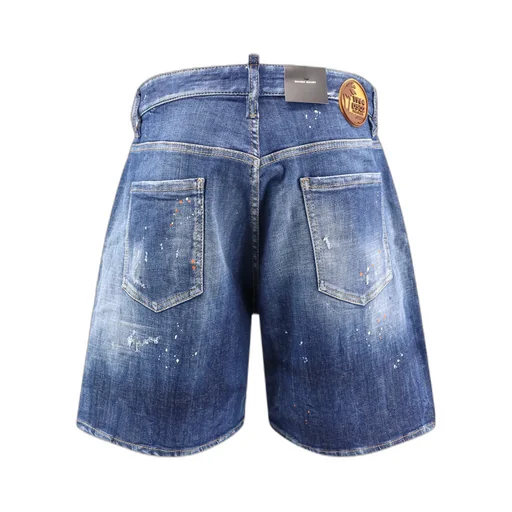 Paint-Splatter Denim Shorts