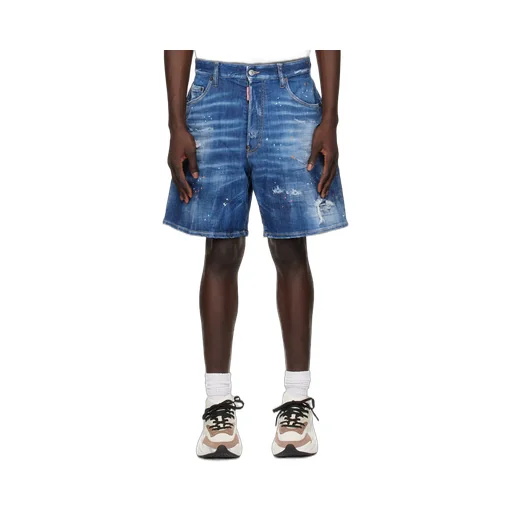 Paint-Splatter Denim Shorts