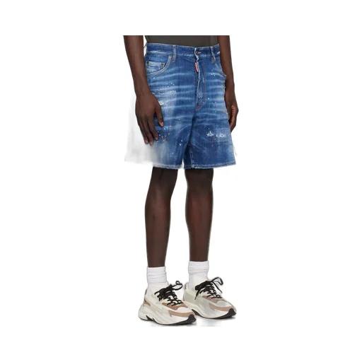 Paint-Splatter Denim Shorts