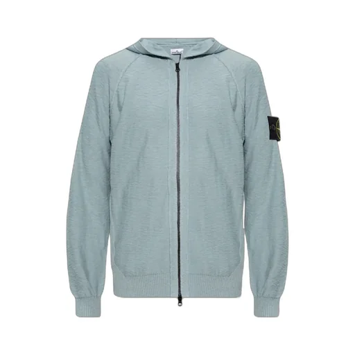 Logo Patch Slub Zip-Up Hoodie