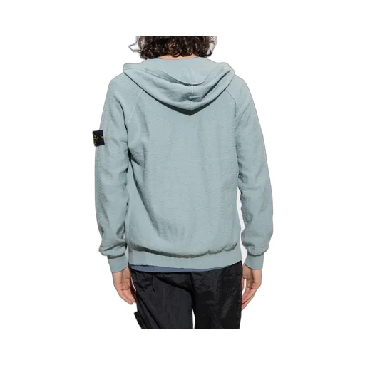 Logo Patch Slub Zip-Up Hoodie