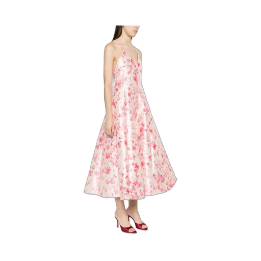 Floral Printed Horn-Shaped Medium-Length Dress