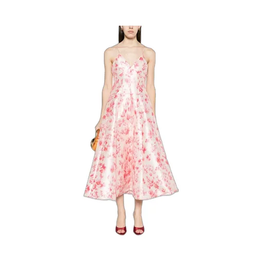 Floral Printed Horn-Shaped Medium-Length Dress