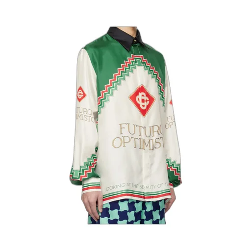 Graphic-Print Silk Shirt