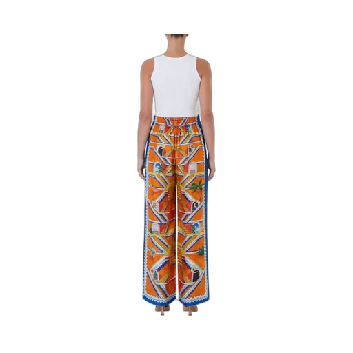 Casablanca Graphic-Printed High-Waist Wide-Leg Trousers