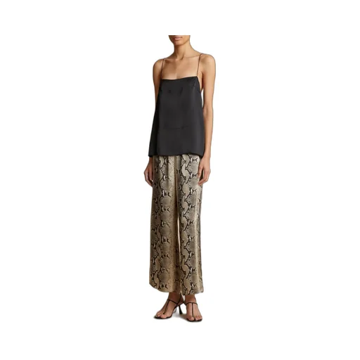 Mindy Snake-Print Crop Trousers