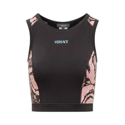 Versace Logo Detailed Crewneck Cropped Sports Top