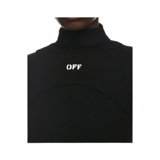 Off-White Logo Printed Long-Sleeved Dress