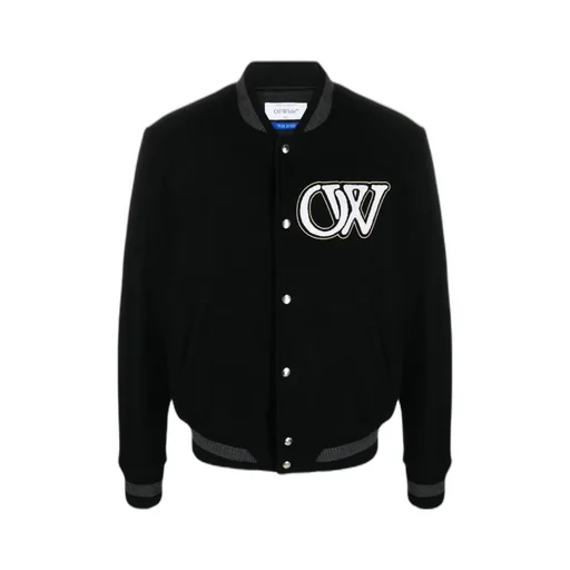 Off-White Buttoned Long-Sleeved Bomber Jacket