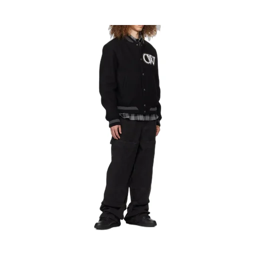 Off-White Buttoned Long-Sleeved Bomber Jacket