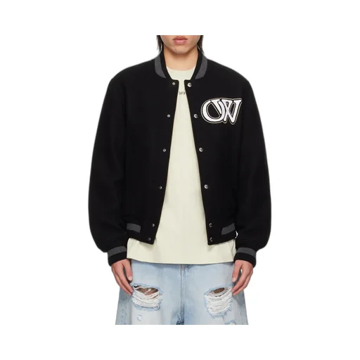 Off-White Buttoned Long-Sleeved Bomber Jacket