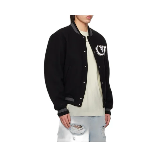 Off-White Buttoned Long-Sleeved Bomber Jacket
