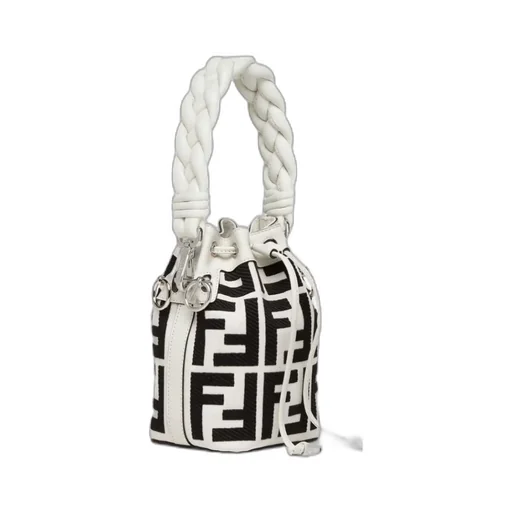 Black And White Canvas Mini-Bag With Ff Embroidery